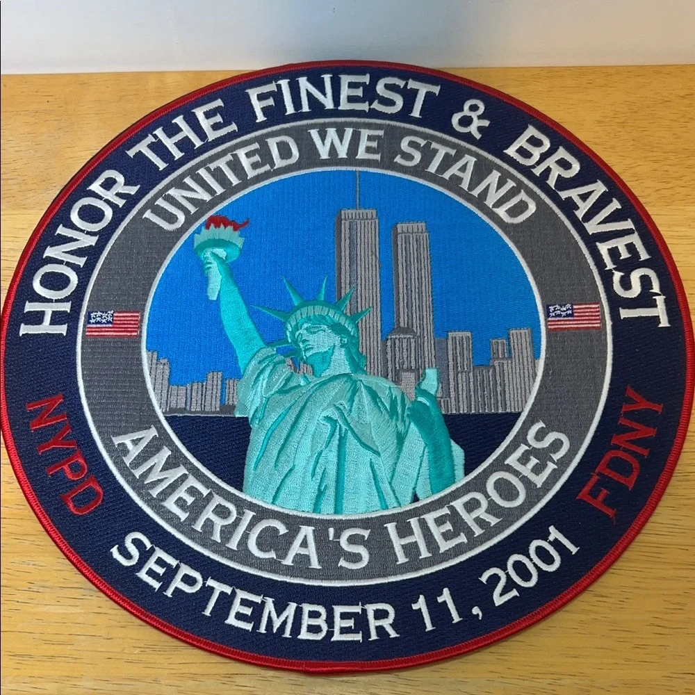 9-11 Memorial NYPD-FDNY Patriotic Patch with Statue of Liberty Design New